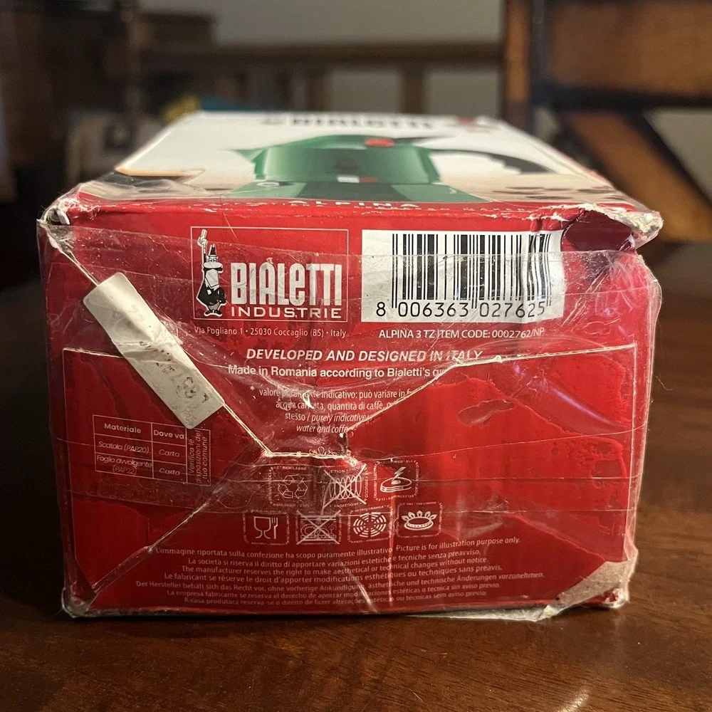 Bialetti Alpina 3-Cup Moka Pot Stovetop Espresso Maker Green Rare w/ Box Manual